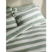 M&S Collection Parure de lit en lin mélangé à rayures - Green Mix, Green Mix