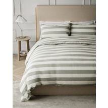M&S Collection Parure de lit en lin mélangé à rayures - Silver Grey, Silver Grey
