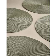 M&S Collection Lot de 4 sets de table tissés ronds - Sauge, Sauge