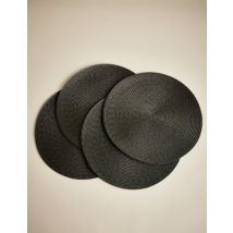 M&S Collection Lot de 4 sets de table tissés ronds - Gris, Gris