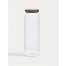 M&S Collection Grand bocal de rangement en verre côtelé - Aucune Couleur, Aucune Couleur