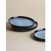 M&S Collection Lot de 4 petites assiettes à motif réactif Amberley - Bleu Marine, Bleu Marine