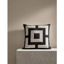 M&S X Kelly Hoppen Coussin carré à motif boîte appliqué - Noir Assorti, Noir Assorti