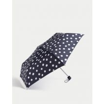 Womens M&S Collection Parapluie compact à pois, doté de la technologie Stormwear™ - Bleu Marine Assorti, Bleu Marine Assorti