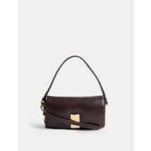 Womens M&S Collection Sac à main baguette Puffy en similicuir - Bourgogne, Bourgogne