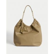 Womens M&S Collection Sac en similicuir à bandoulière style chaînette - Olive, Olive