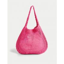 Womens M&S Collection Cabas tissé avec poignée sur le dessus - Rose Vif, Rose Vif