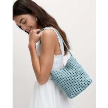 Womens M&S Collection Sac à bandoulière tissé - Bleu Ardoise, Bleu Ardoise