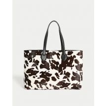 Womens Autograph Sac fourre-tout en cuir effet poulain à imprimé animal - Naturel Assorti, Naturel Assorti