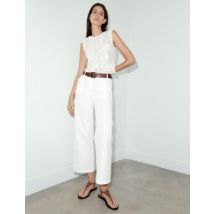 Womens M&S X SIENNA MILLER Top sans manches en tulle 100 % coton - Soft White, Soft White