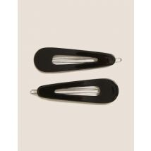 Womens M&S Collection Lot de 2 Clips barrettes pour cheveux motif peau de tortue - Noir, Noir