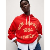 Womens M&S Collection Sweat en coton à capuche avec texte - Red Mix, Red Mix