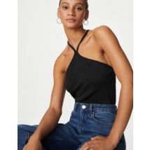 Womens M&S Collection Débardeur dos nu 100 % coton - Black, Black