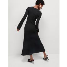 Womens M&S Collection Robe midi coupe droite à col rond et motif texturé - Black, Black