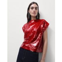 Womens M&S Collection Top orné de sequins - Red, Red