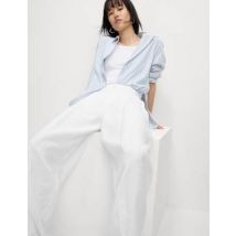 Womens M&S Collection Pantalon pur lin coupe carotte - Soft White, Soft White