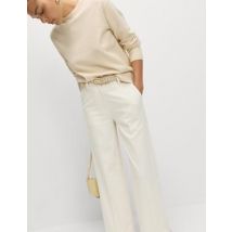 Womens M&S Collection Pantalon tissé coupe large - Ecru, Ecru