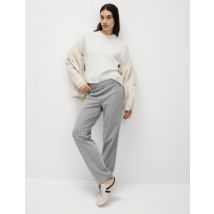 Womens M&S Collection Pantalon droit en jersey à carreaux - Black Mix, Black Mix