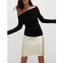 Womens M&S Collection Jupe droite longueur genou ornée de sequins - Neutral, Neutral