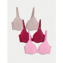 Womens M&S Collection Lot de 3 soutiens-gorge invisibles plongeants à armatures, bonnets A à F - Dark Cranberry, Dark Cranberry