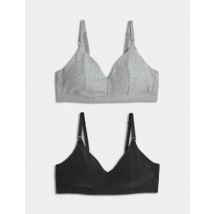 Womens M&S Collection Lot de 2 soutien-gorges d'allaitement sans armatures, bonnets A à D - Grey Mix, Grey Mix
