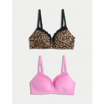 Womens M&S Collection Lot de 2 soutiens-gorge invisibles postopératoires sans armature, bonnets A à E - Brown Mix, Brown Mix