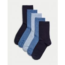 Womens M&S Collection Lot de 5 paires de chaussettes ultra-douces hauteur cheville - Navy Mix, Navy Mix