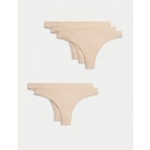 Womens M&S Collection Lot de 5 strings coupe taille basse en microfibre - Rose Quartz, Rose Quartz