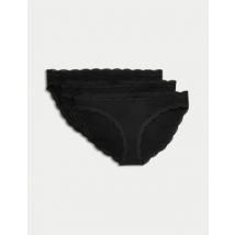 Womens M&S Collection Lot de 3 culottes bikini en coton - Black, Black
