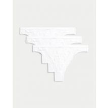 Womens M&S Collection Lot de 3 strings ornés de dentelle - White, White