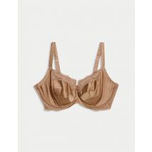 Womens Rosie Soutien-gorge en dentelle et soie à balconnet et armatures, bonnets G à K - Rich Amber, Rich Amber
