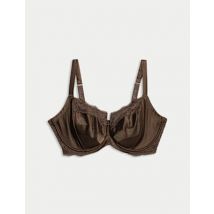 Womens Rosie Soutien-gorge en dentelle et soie à balconnet et armatures, bonnets G à K - Rich Quartz, Rich Quartz