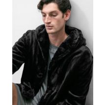 Mens Autograph Robe de chambre en polaire ultra-douce à capuche - Black, Black