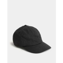 Mens M&S Collection Casquette de baseball en lin mélangé - Noir, Noir