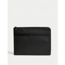 Mens Autograph Étui pour ordinateur portable en cuir - Black, Black