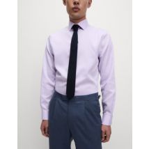 Mens M&S Collection Chemise coupe cintrée 100 % coton à motif texturé, repassage facile - Lilac, Lilac