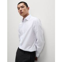 Mens M&S Collection Chemise en coton mélangé coupe cintrée, repassage facile - White, White