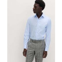 Mens M&S SARTORIAL Chemise coupe standard en coton sergé de première qualité - Blue, Blue