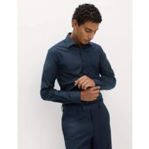 Mens M&S SARTORIAL Chemise coupe cintrée en coton sergé de qualité supérieure - Navy, Navy