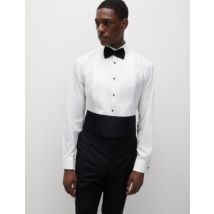 Mens M&S SARTORIAL Robe chemise coupe standard en coton de qualité supérieure à poignets mousquetaires - White, White
