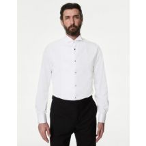 Mens M&S SARTORIAL Robe chemise coupe ajustée en coton de qualité supérieure à poignets mousquetaires - White, White