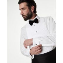 Mens M&S SARTORIAL Robe chemise coupe cintrée en coton de qualité supérieure à poignets mousquetaires - White, White