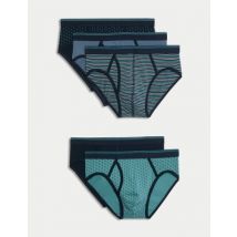 Mens M&S Collection Lot de 5 slips en coton extensible avec imprimé - Teal Mix, Teal Mix