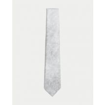 Mens Autograph Cravate 100 % soie à motif fleuri - Vert Fumé, Vert Fumé