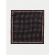 Mens Autograph Carré de poche 100 % soie à motif géométrique - Rouille, Rouille