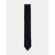 Mens M&S Collection Cravate fine en maille 100 % soie - Bleu Marine, Bleu Marine