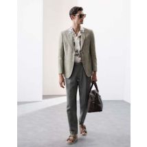 Mens Autograph Blazer coupe ajustée en tweed de lin mélangé italien - Smokey Green, Smokey Green