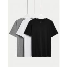 Mens M&S Collection Lot de 3 t-shirts à encolure ronde 100 % coton - Grey Mix, Grey Mix