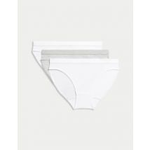 M&S Collection Lot de 3 culottes en coton extensible (du 6 au 16 ans) - White Mix, White Mix