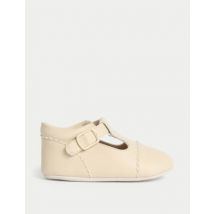 M&S Collection Chaussures pour bébés avec bride en T et boucle (jusqu'au 18 mois) - Light Cream, Light Cream